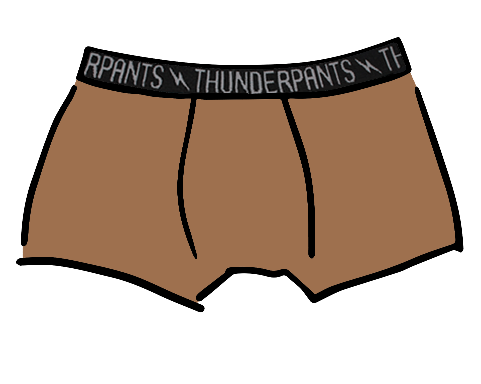 Drawing of Thunderpants Boxer Brief in Hazelnut color.