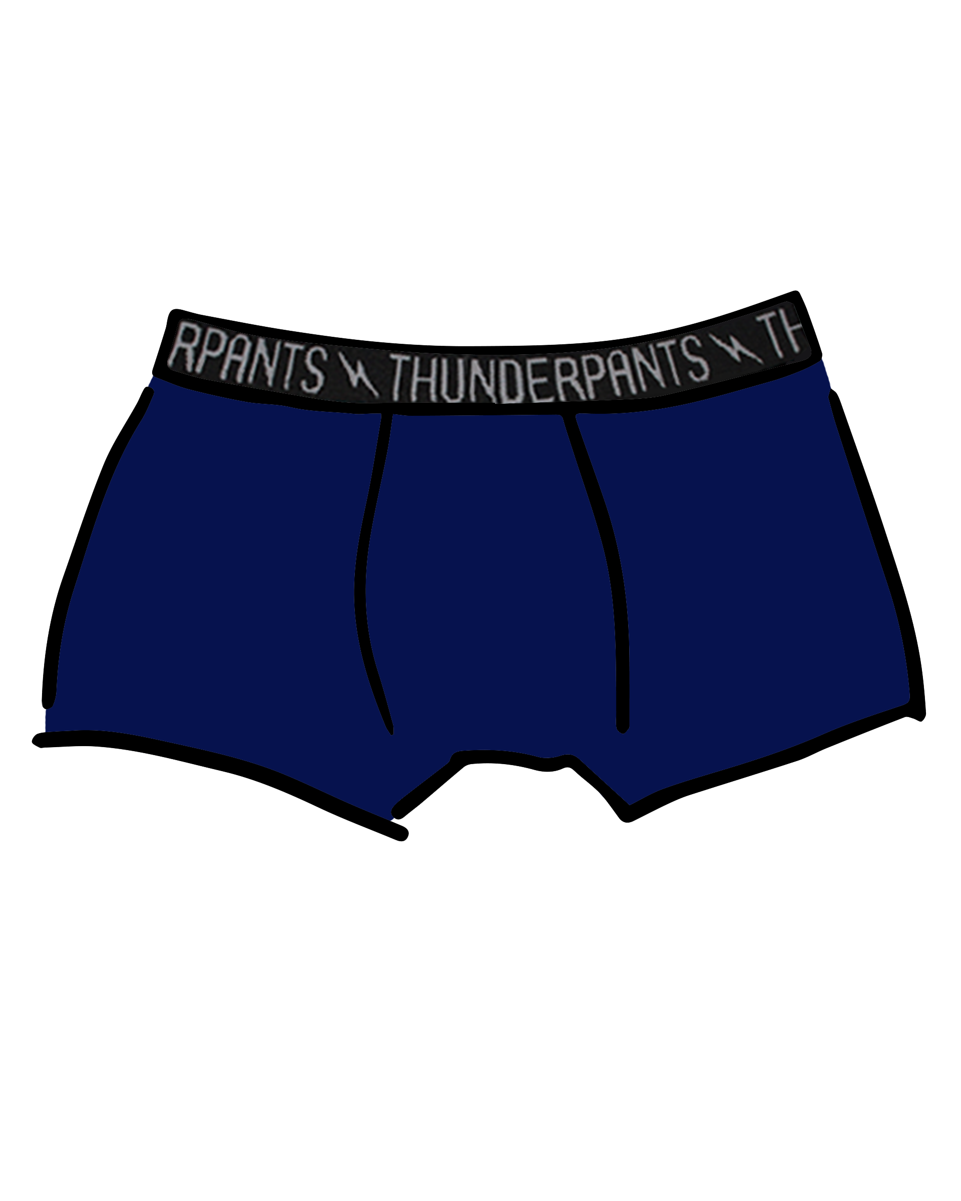 Drawing of Thunderpants Boxer Brief in Indigo. 