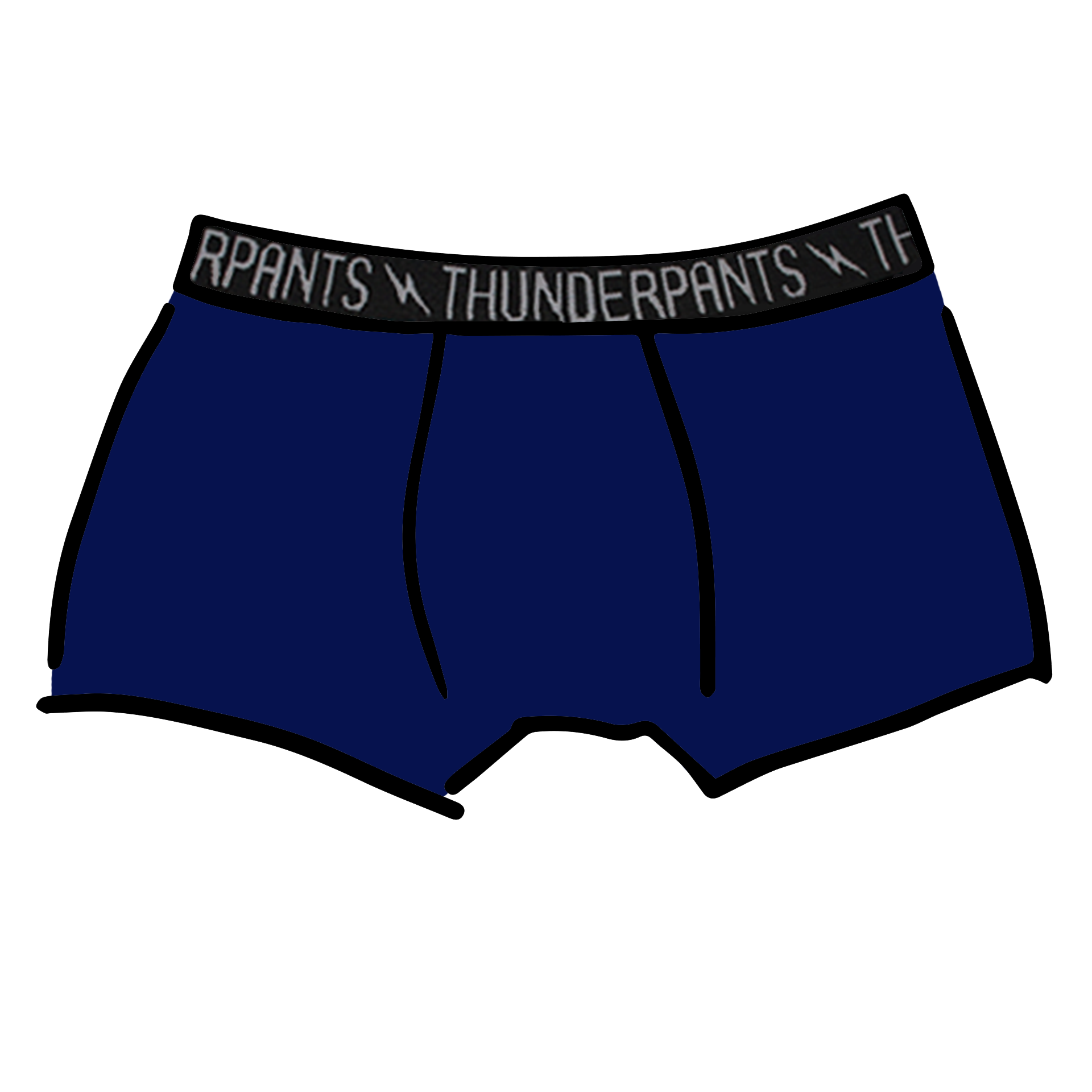 Drawing of Thunderpants Boxer Brief in Indigo. 