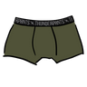 Drawing of Thunderpants Boxer Brief style underwear in Pickled Green.