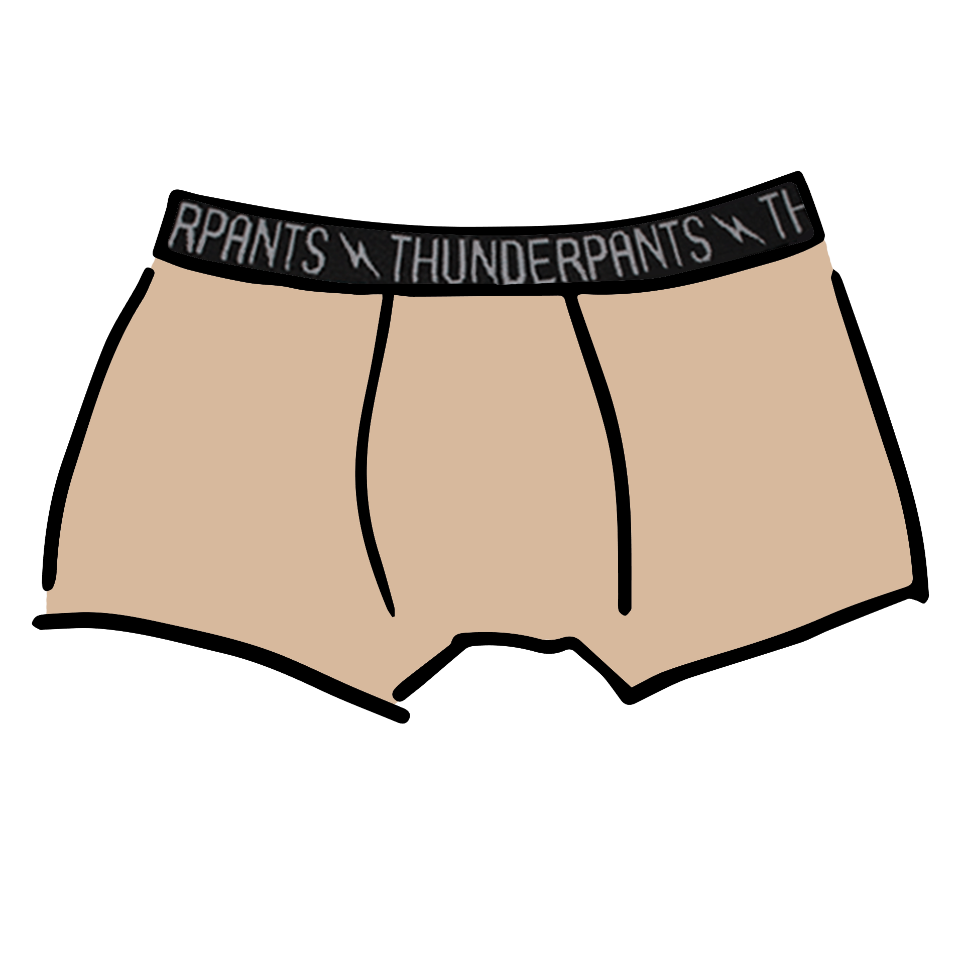 Drawing of Thunderpants Boxer Brief in Pine Nut - lighter tan color.