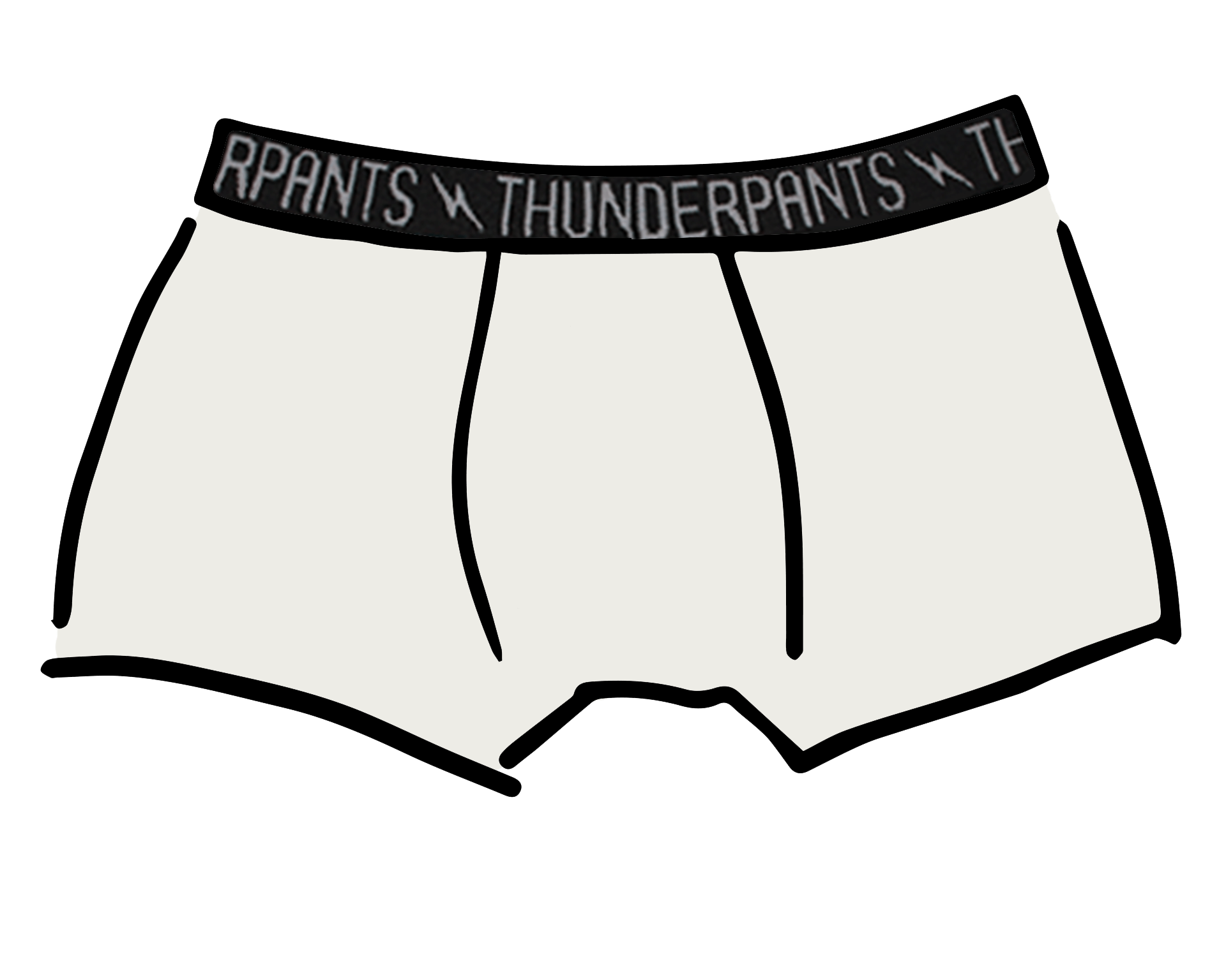Drawing of Thunderpants Boxer Brief style underwear  in Plain Vanilla.