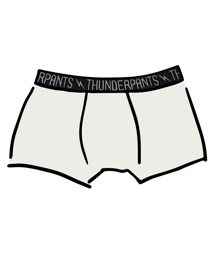 Drawing of Thunderpants Boxer Brief style underwear  in Plain Vanilla.