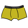 Drawing of Thunderpants Boxer Brief style underwear in Star Fruit color - a chartreuse yellow.