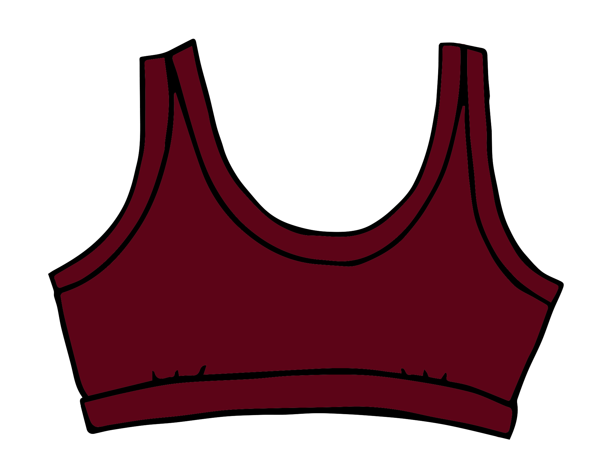 Drawing of Thunderpants Bralette in Cabern-YAY - a deep wine red color.