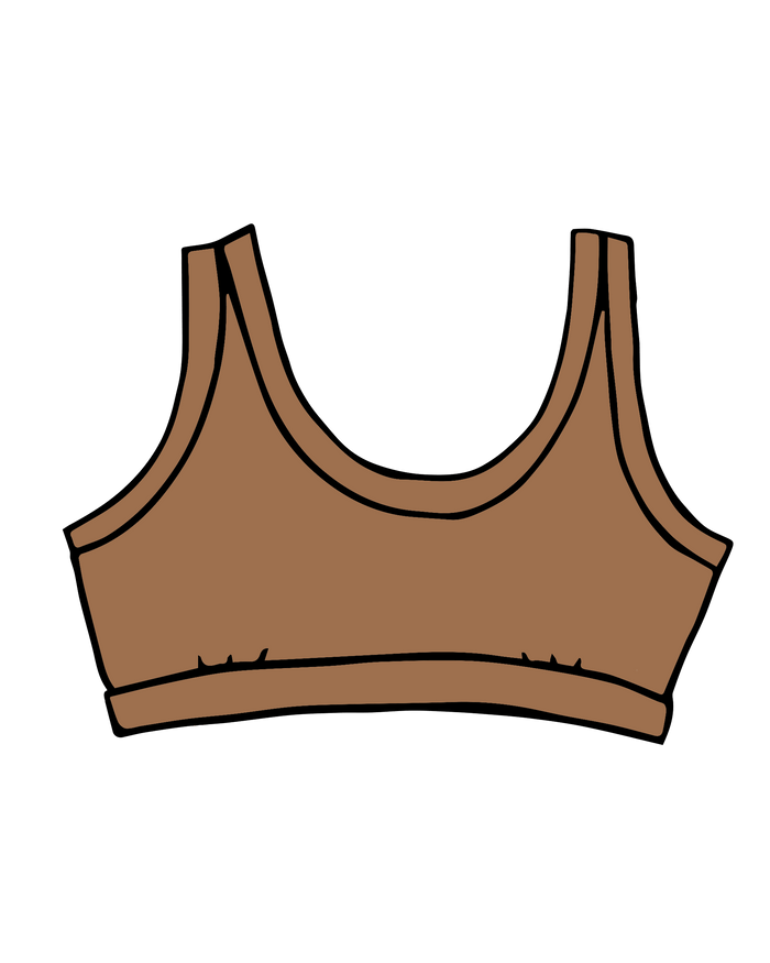 Drawing of Thunderpants Bralette in Hazelnut color.