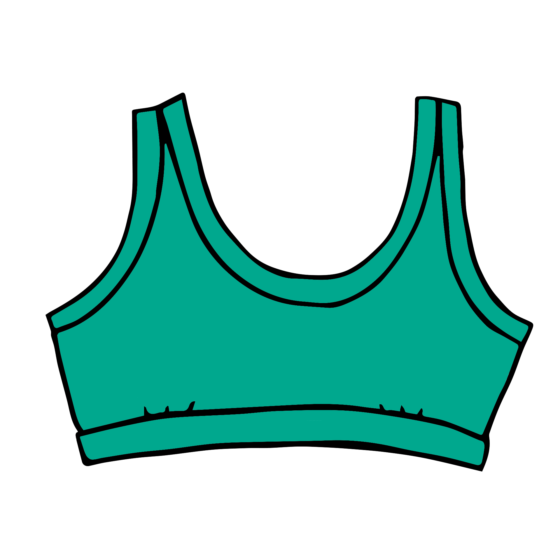 Drawing of Thunderpants Bralette in Peacock Green.