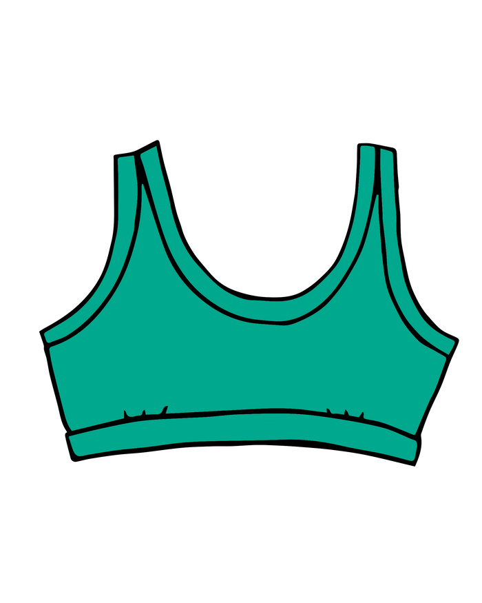 Drawing of Thunderpants Bralette in Peacock Green.