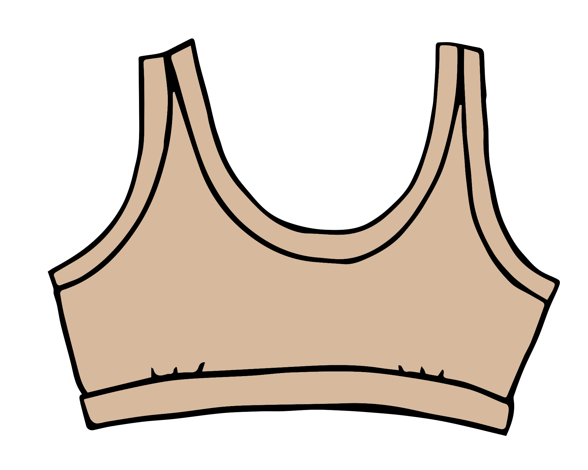 Drawing of Thunderpants Bralette in Pine Nut - lighter tan color.