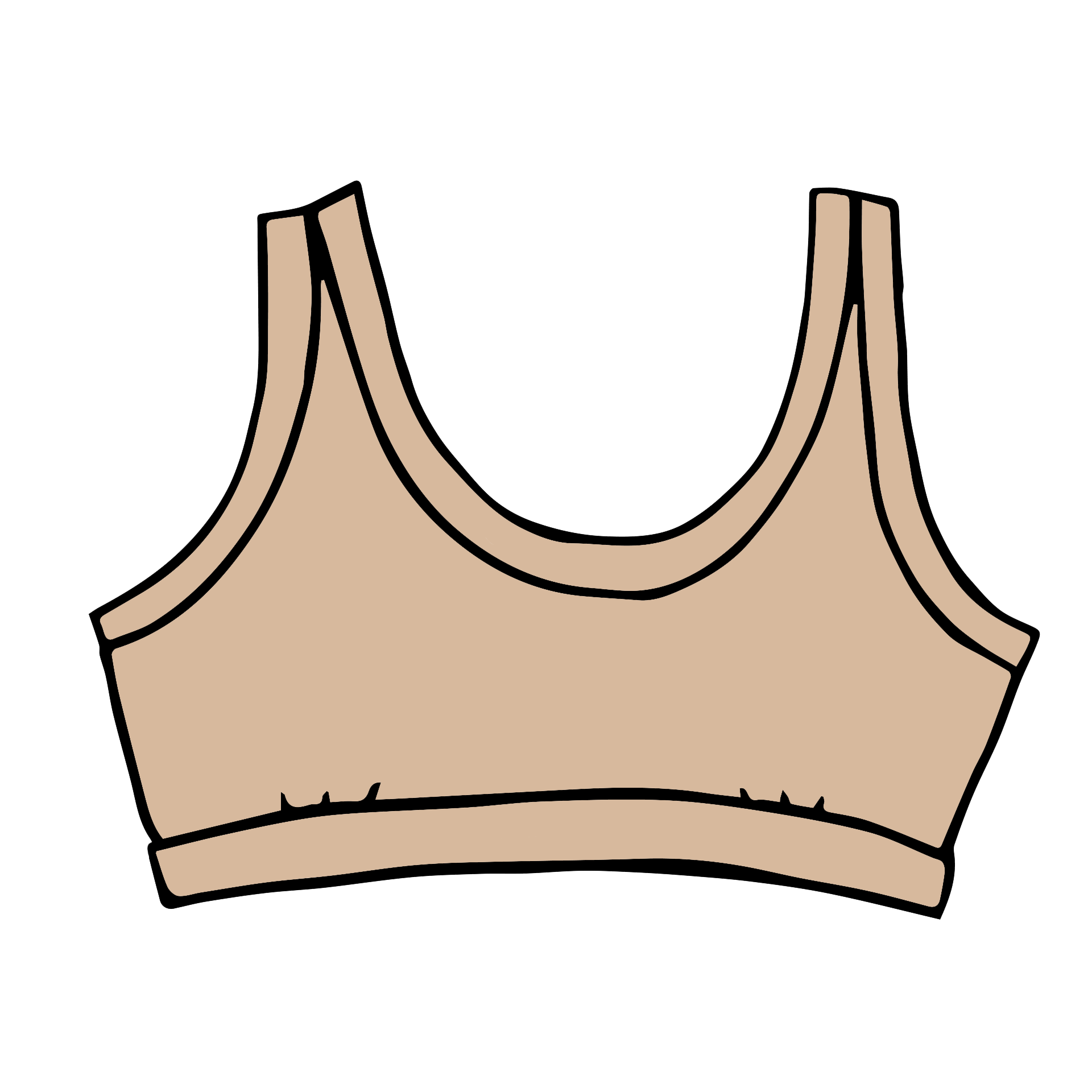 Drawing of Thunderpants Bralette in Pine Nut - lighter tan color.