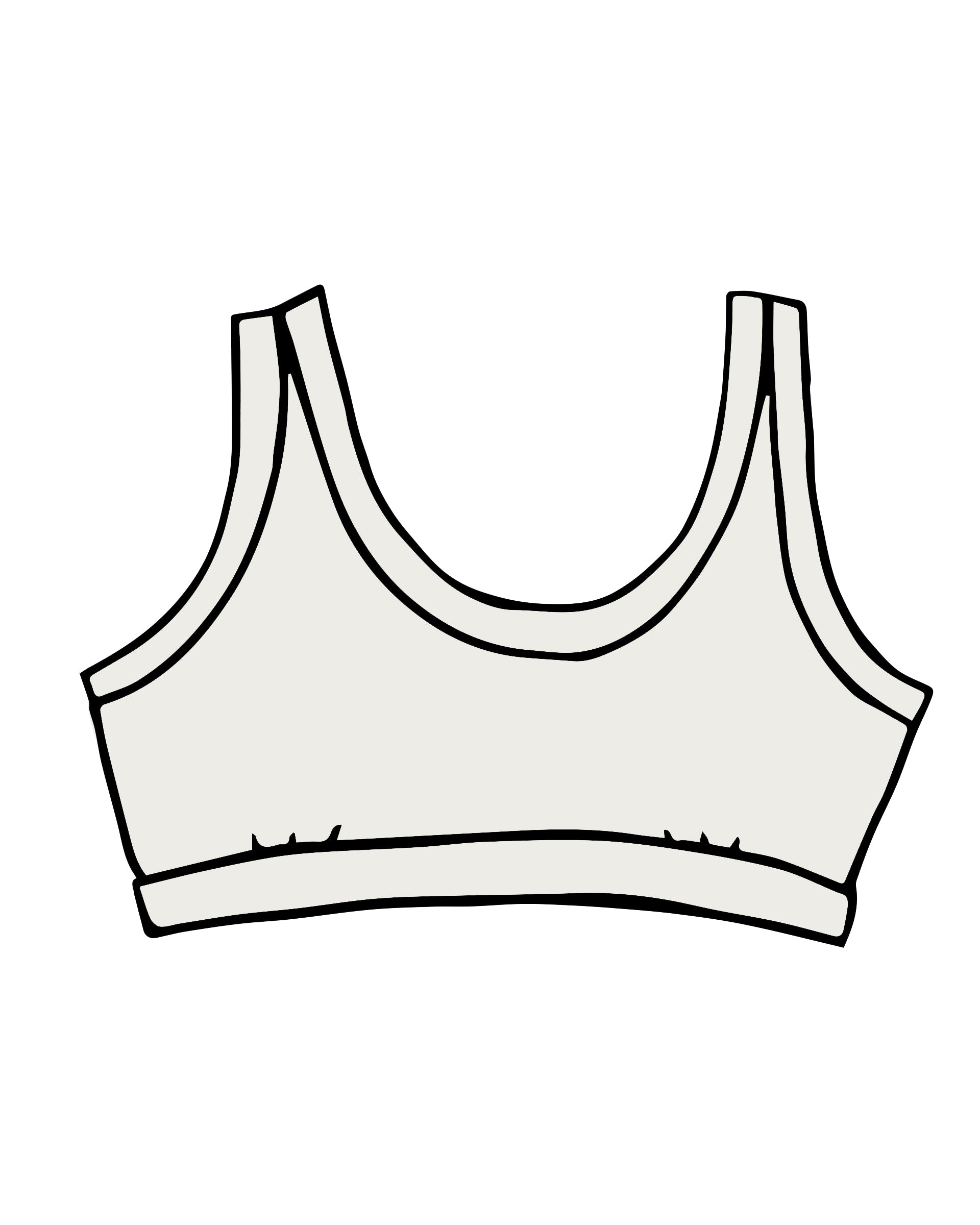 Drawing of Thunderpants organic cotton Bralette in Plain Vanilla.