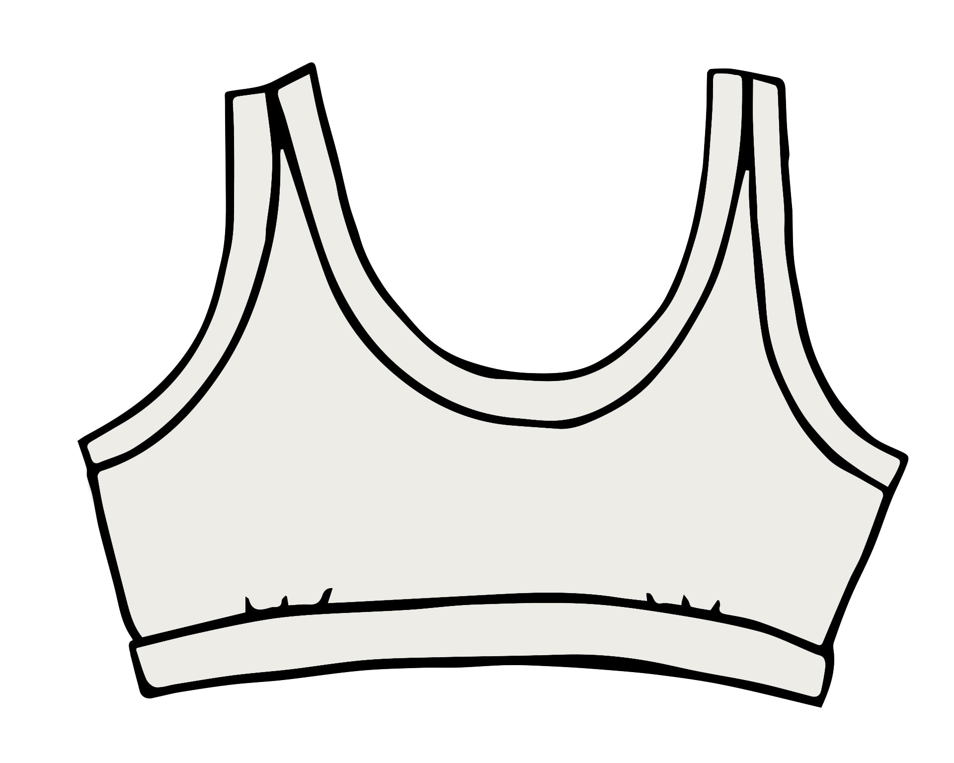 Drawing of Thunderpants organic cotton Bralette in Plain Vanilla.