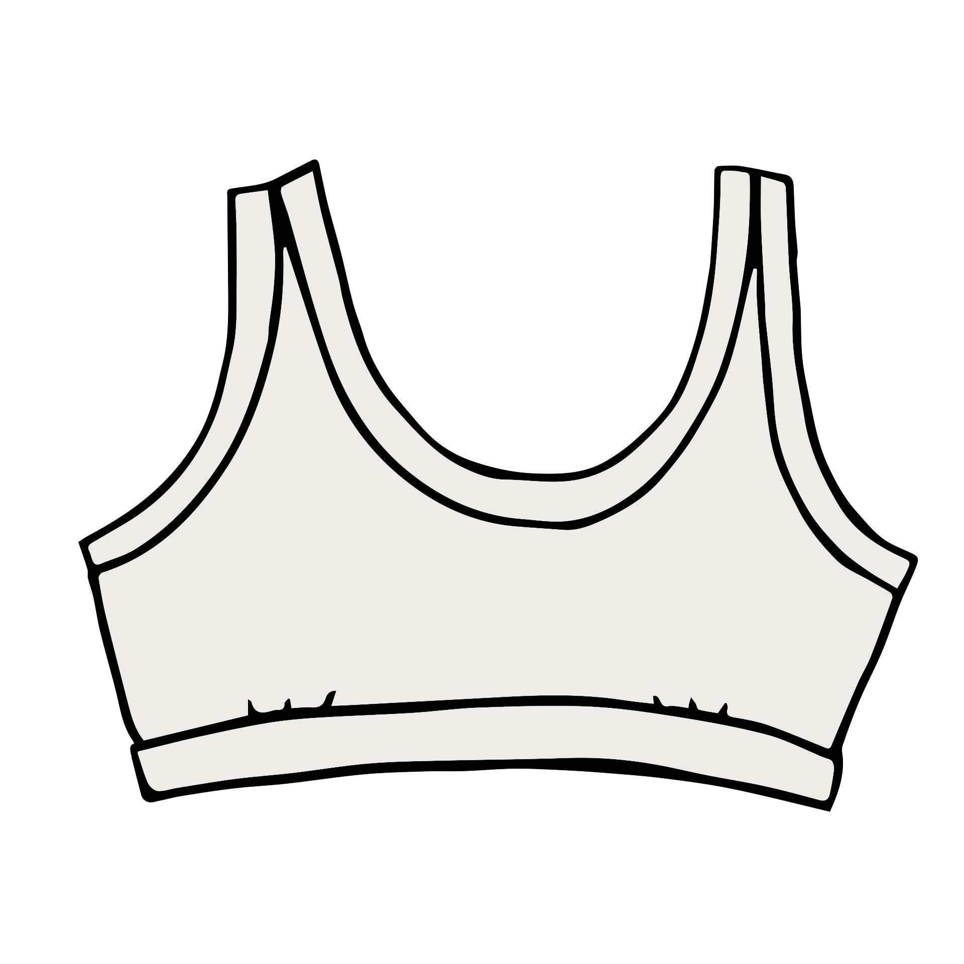Drawing of Thunderpants organic cotton Bralette in Plain Vanilla.