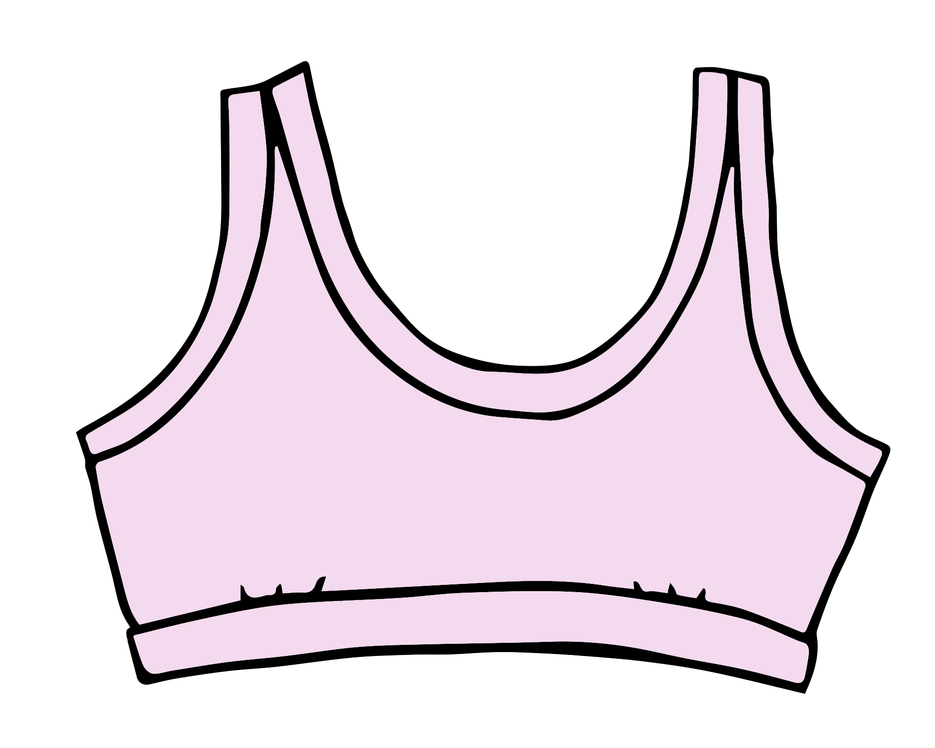 Drawing of Thunderpants Bralette in Plié Pink - light pink color.