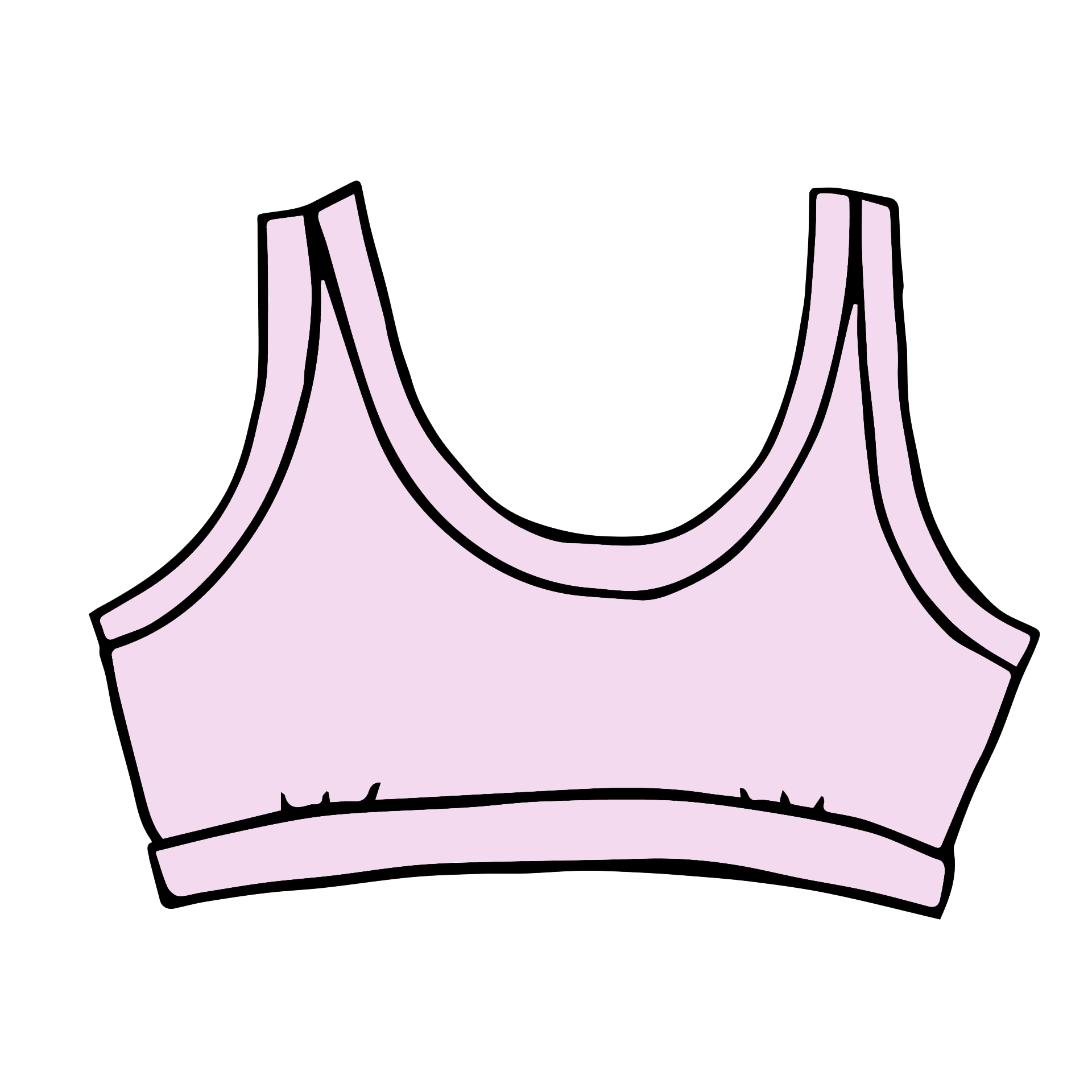Drawing of Thunderpants Bralette in Plié Pink - light pink color.