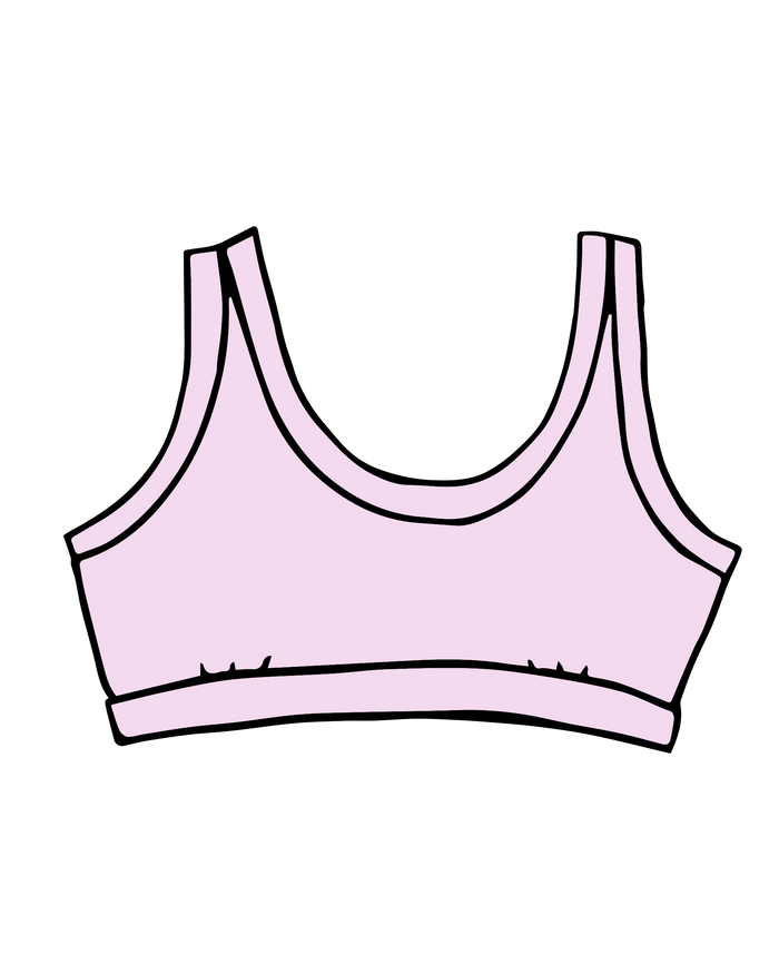 Drawing of Thunderpants Bralette in Plié Pink - light pink color.