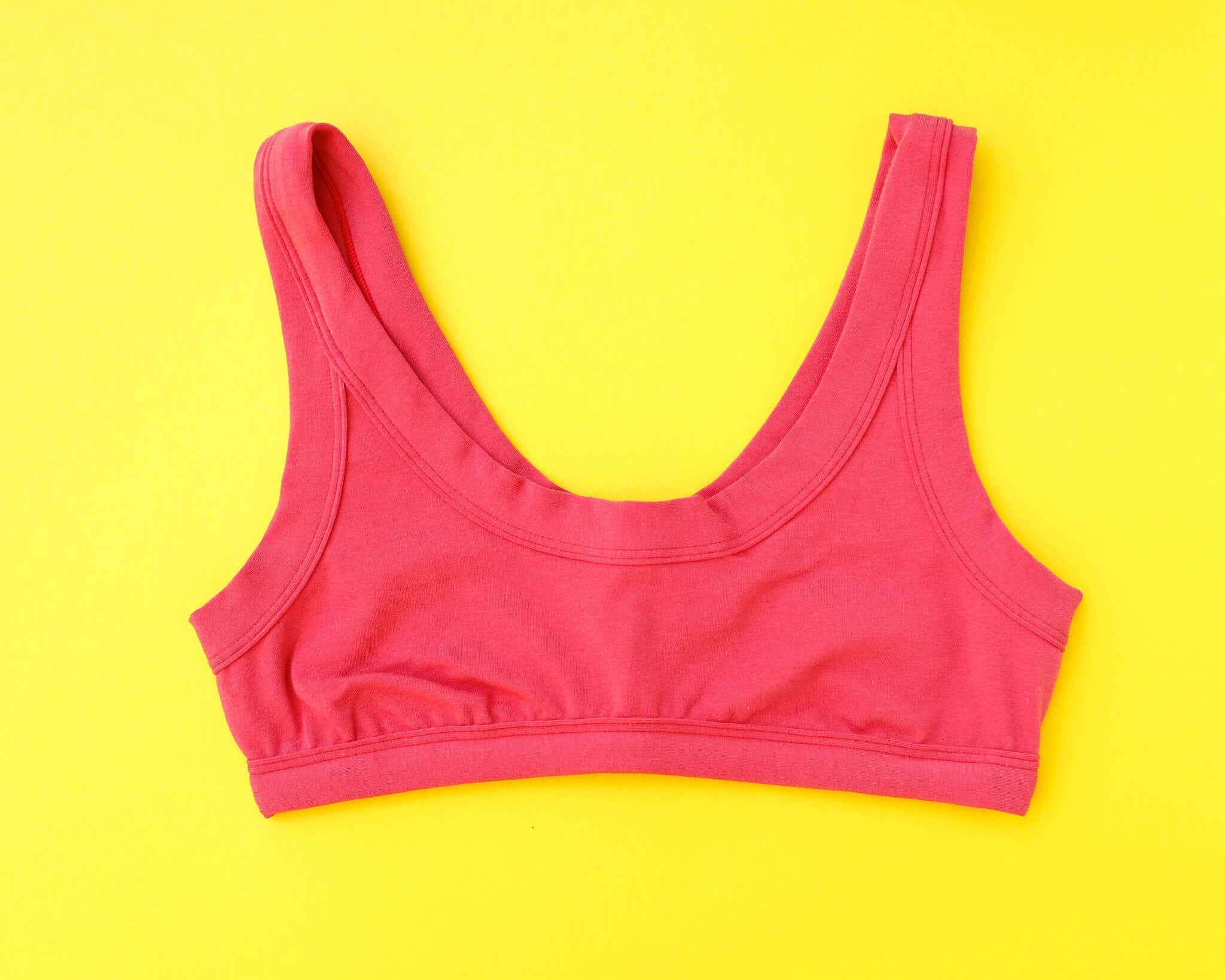Flay lay of Thunderpants Bralette in Pomegranate Punch.