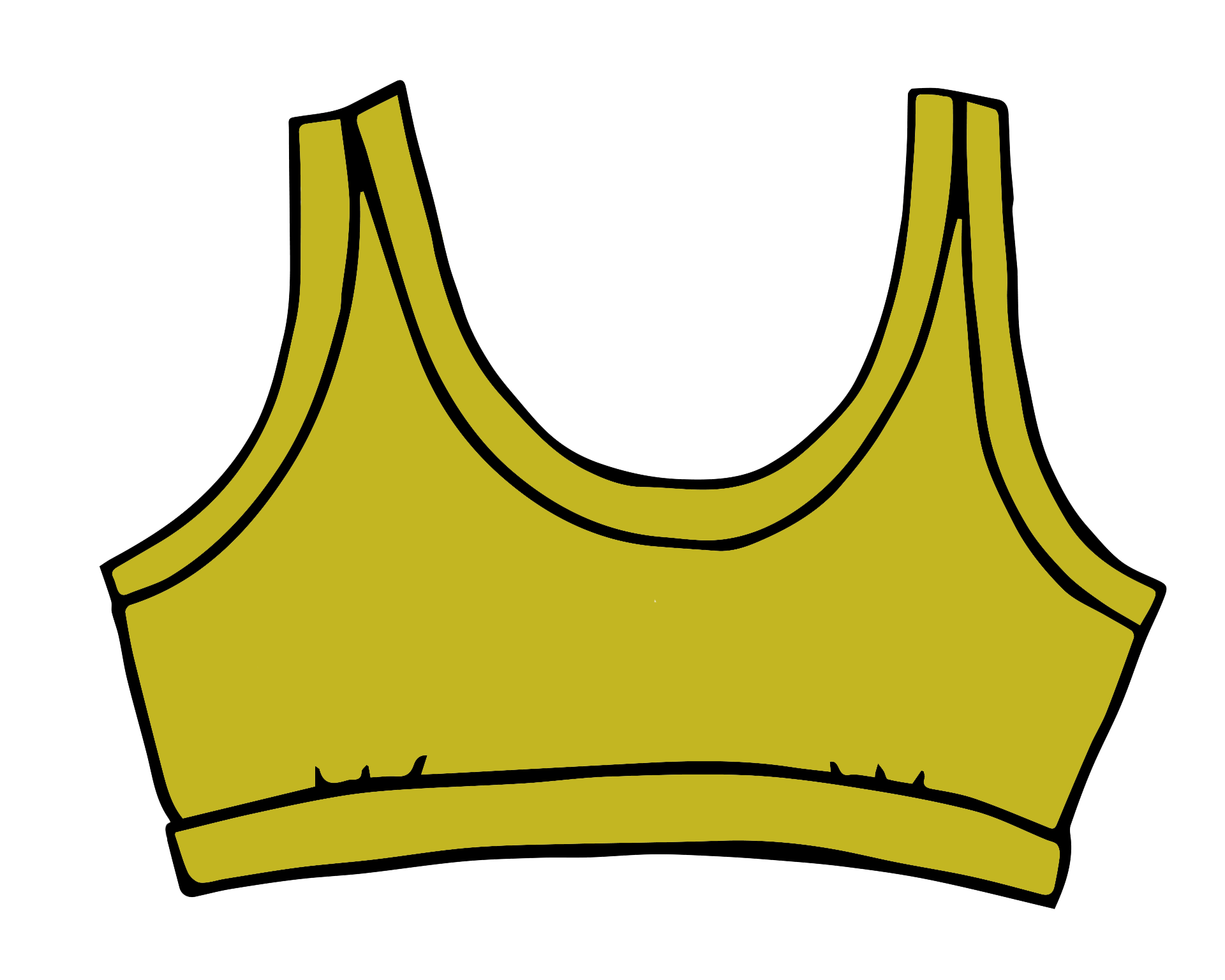 Drawing of Thunderpants Bralette in Star Fruit color - a chartreuse yellow.