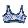 Drawing of Thunderpants Bralette in Winter Blues Marble dye - different blues and purples swirled to look like marble. 