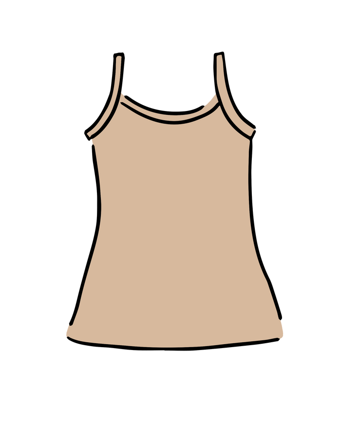 Drawing of Thunderpants Camisole in Pine Nut - lighter tan color.