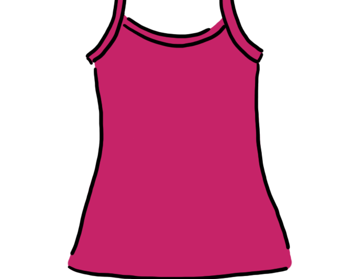 Drawing of Thunderpants Camisole in a hot pink color.