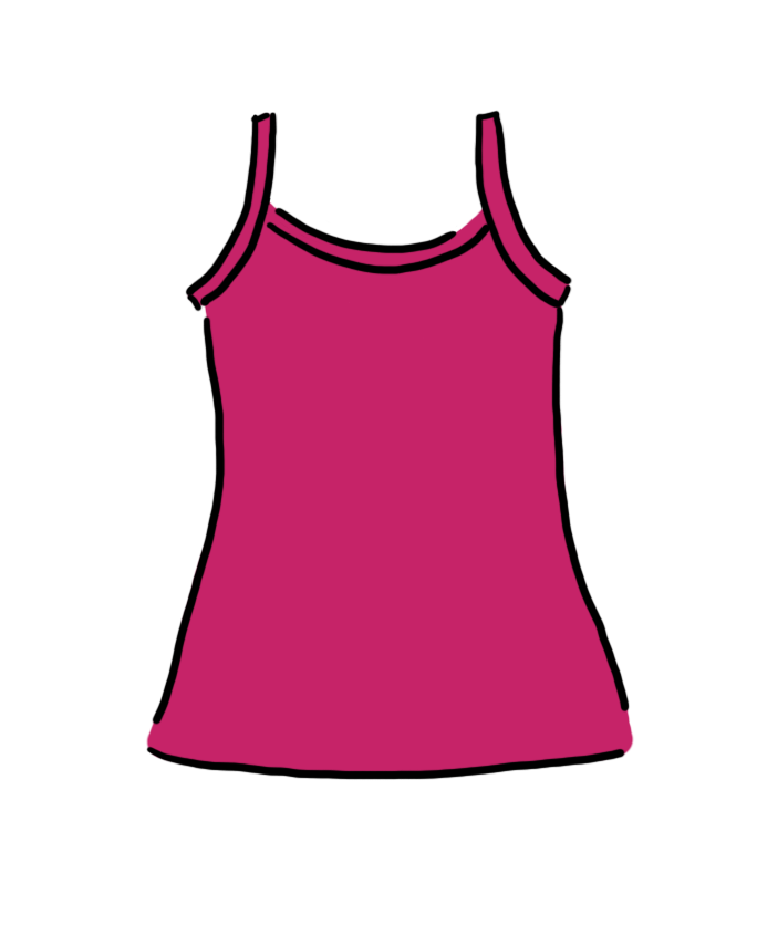 Drawing of Thunderpants Camisole in a hot pink color.