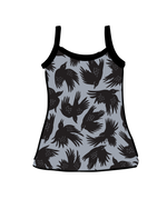 Drawing of Thunderpants Camisole in So it Crows - black crows on grey.
