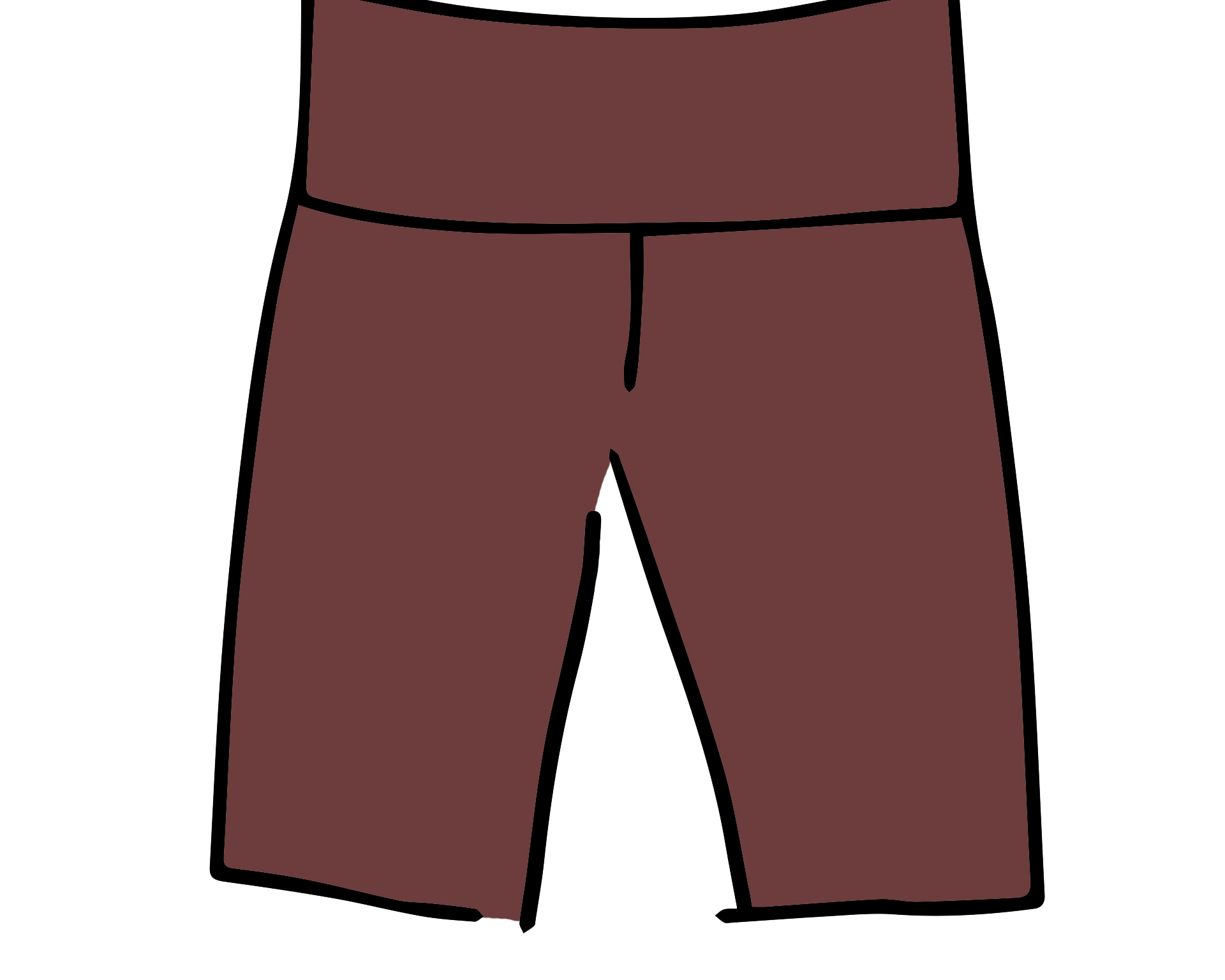 Drawing of Thunderpants Bike Shorts in Chestnut - a dark brown color.