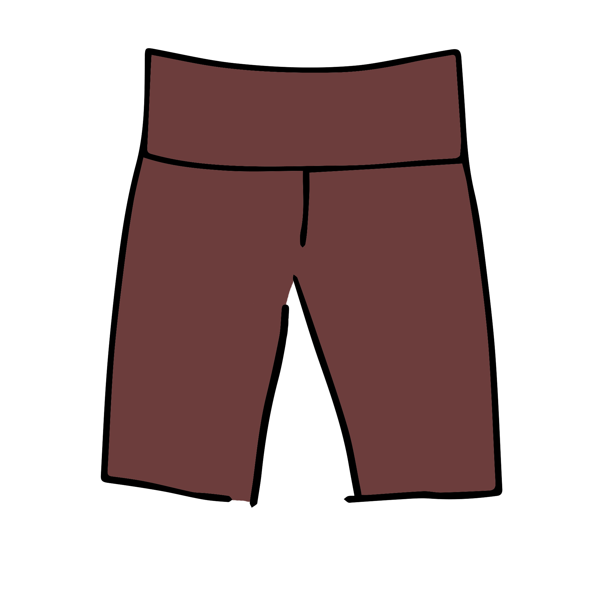 Drawing of Thunderpants Bike Shorts in Chestnut - a dark brown color.