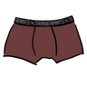 Drawing of Thunderpants Boxer Brief style underwear in Chestnut - dark brown color.