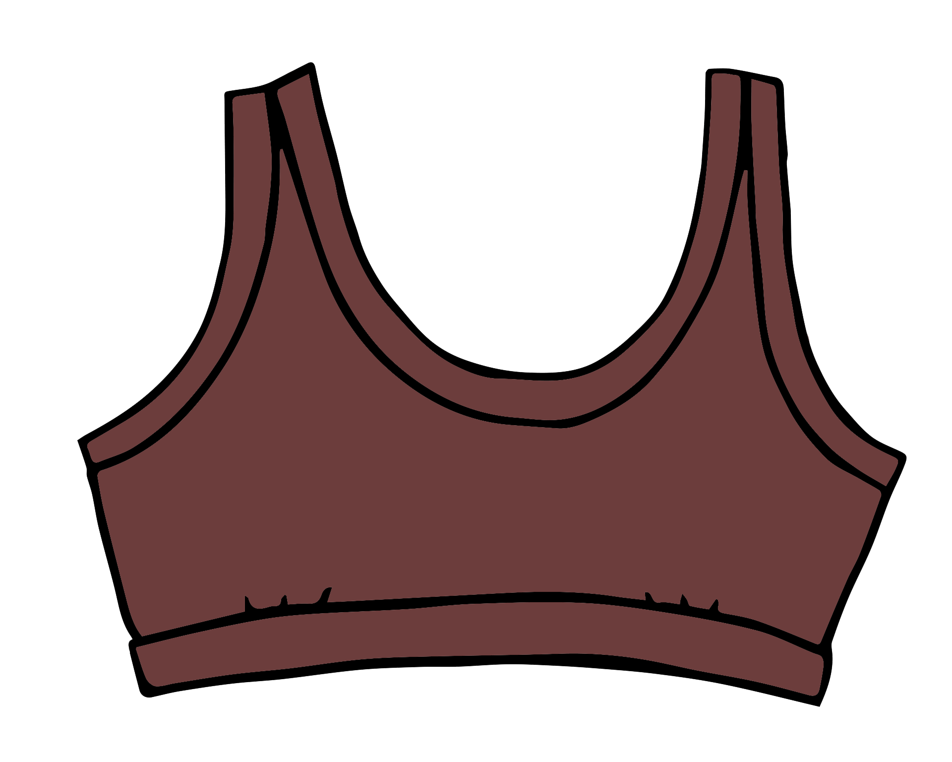 Drawing of Thunderpants Bralette in Chestnut - dark brown color.