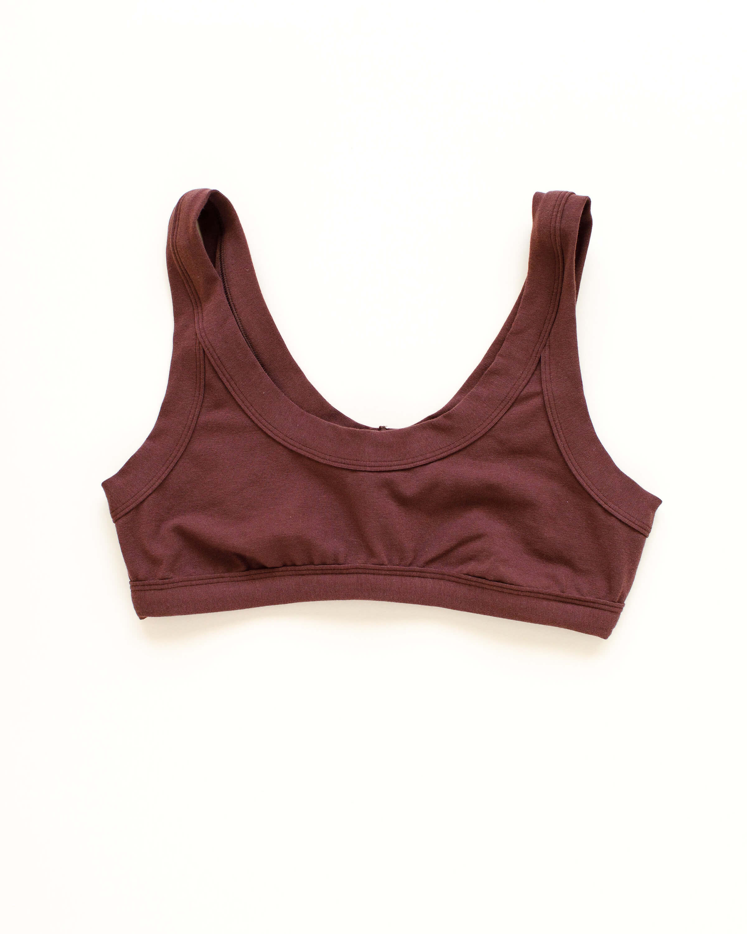 Flat lay of Thunderpants Bralette in Chestnut color.