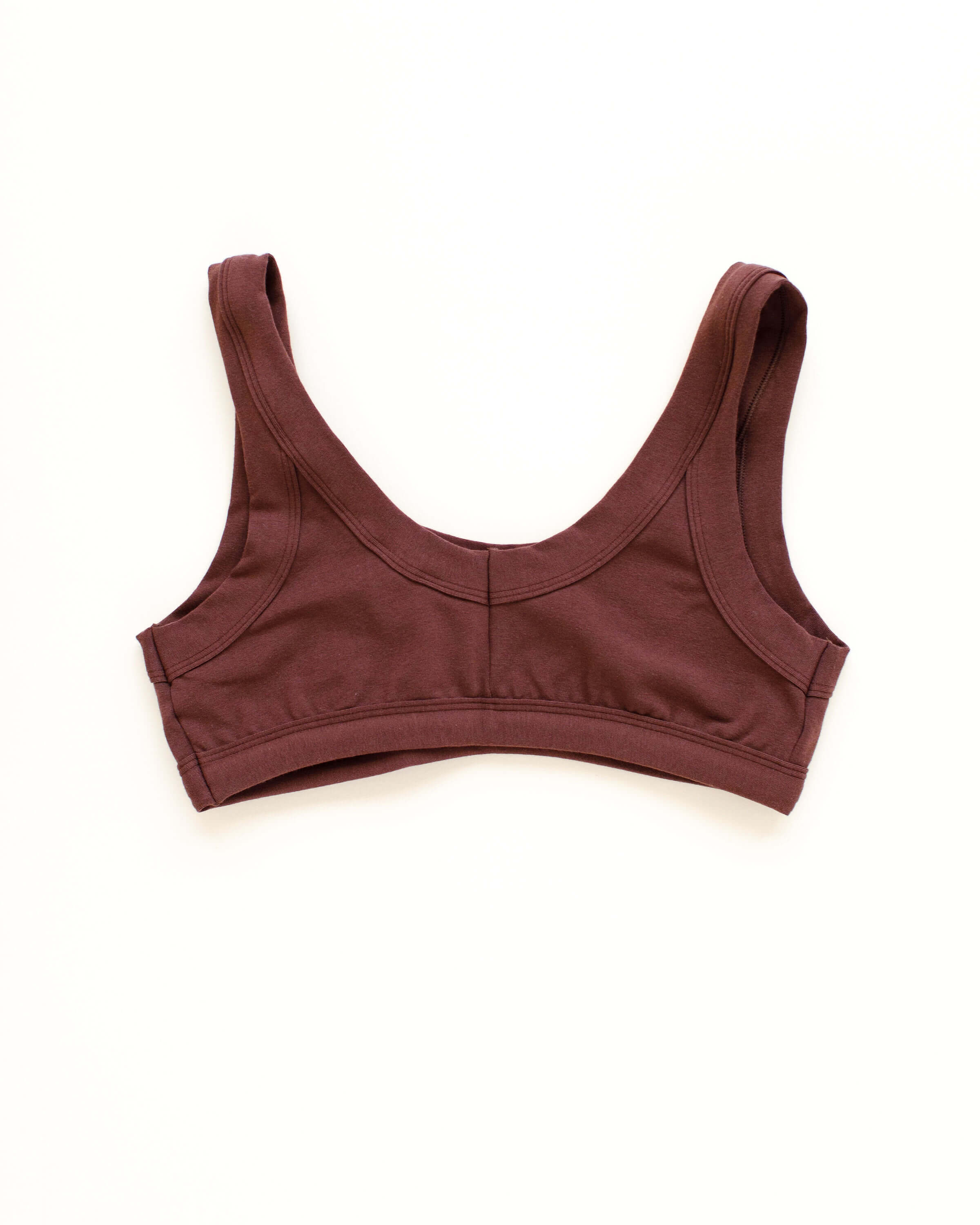 Flat lay of Thunderpants Bralette in Chestnut color.