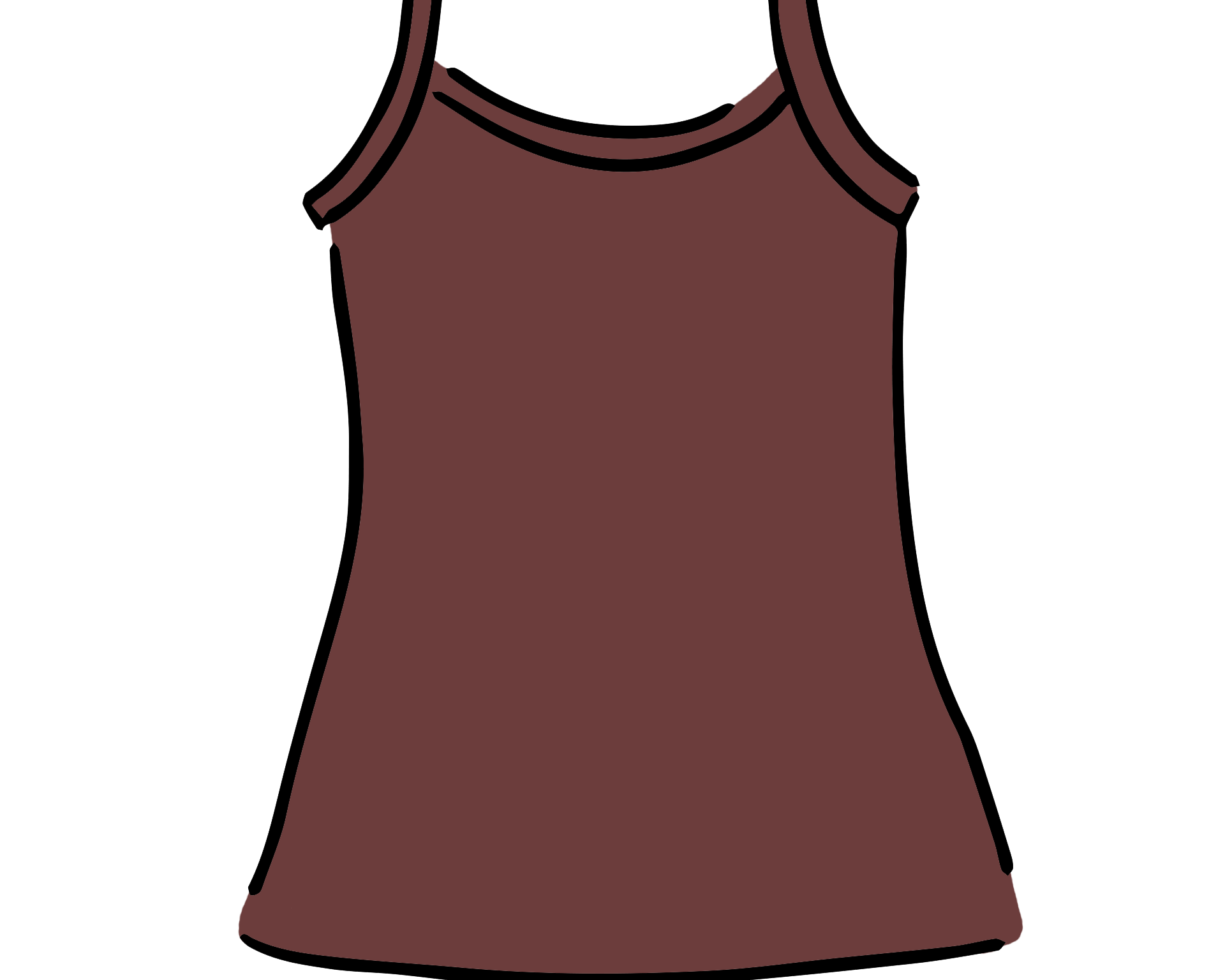 Drawing of a Thunderpants Camisole in Chestnut - a dark brown color.