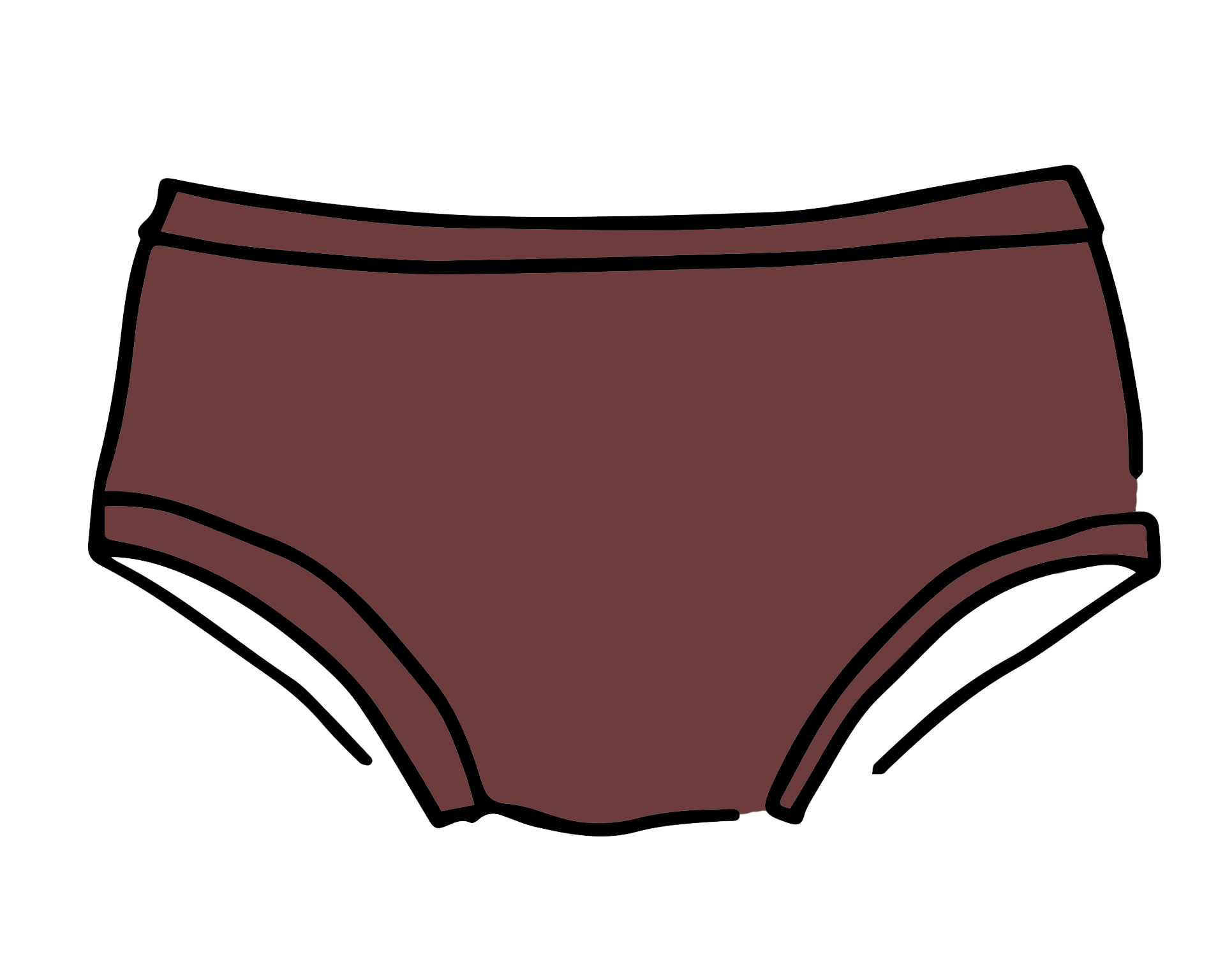 Drawing of Thunderpants Hipster style underwear in Chestnut - a dark brown color.