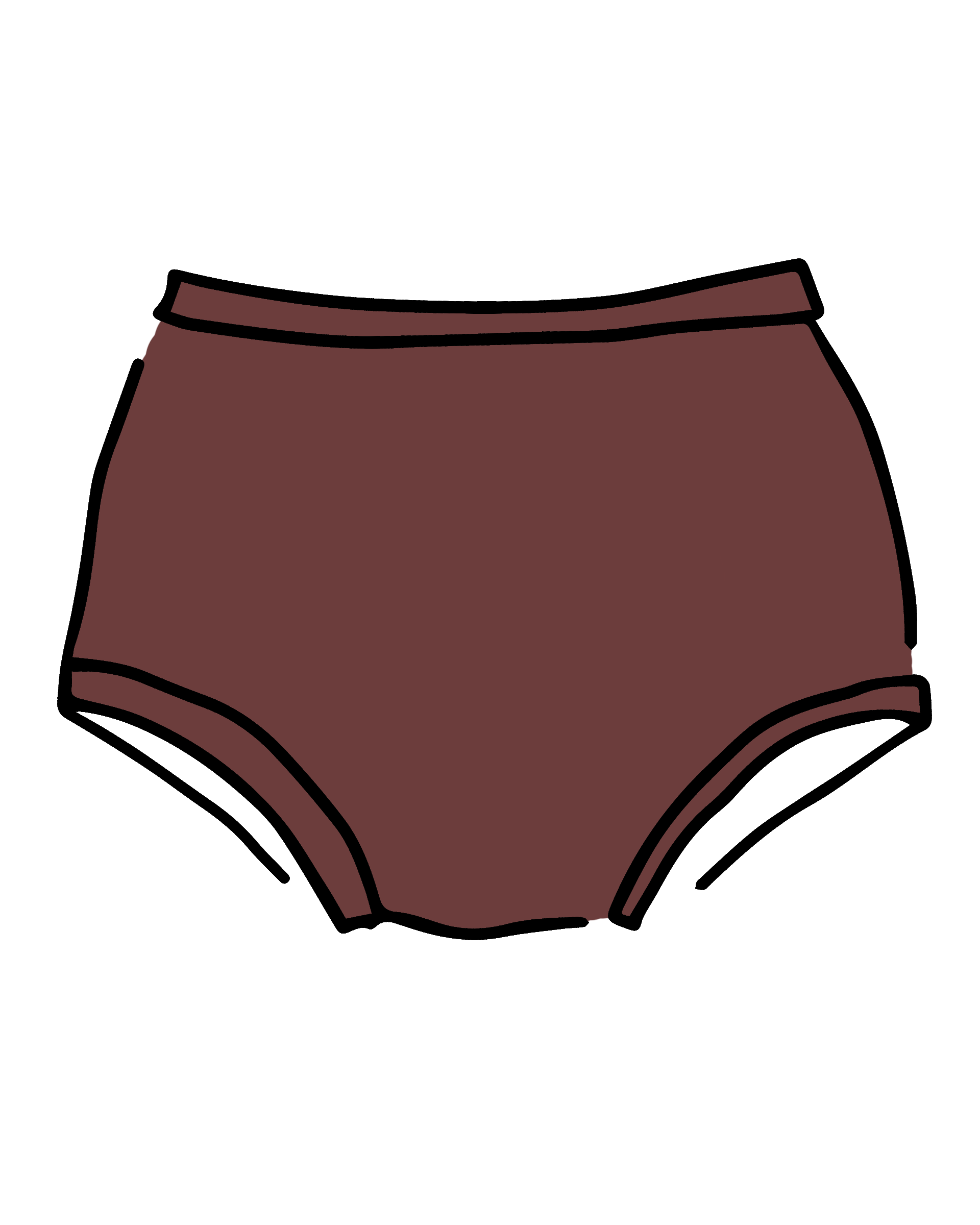 Drawing of Thunderpants Original style underwear in Chestnut.