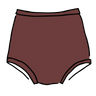 Drawing of Thunderpants Sky Rise style underwear in Chestnut - a dark brown color.