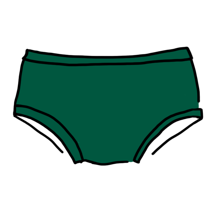 Drawing of Thunderpants Hipster style underwear in Emerald Green.