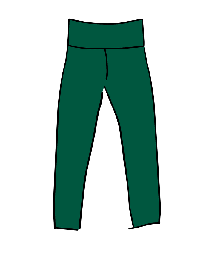 Drawing of Thunderpants Ankle Leggings in Emerald Green.