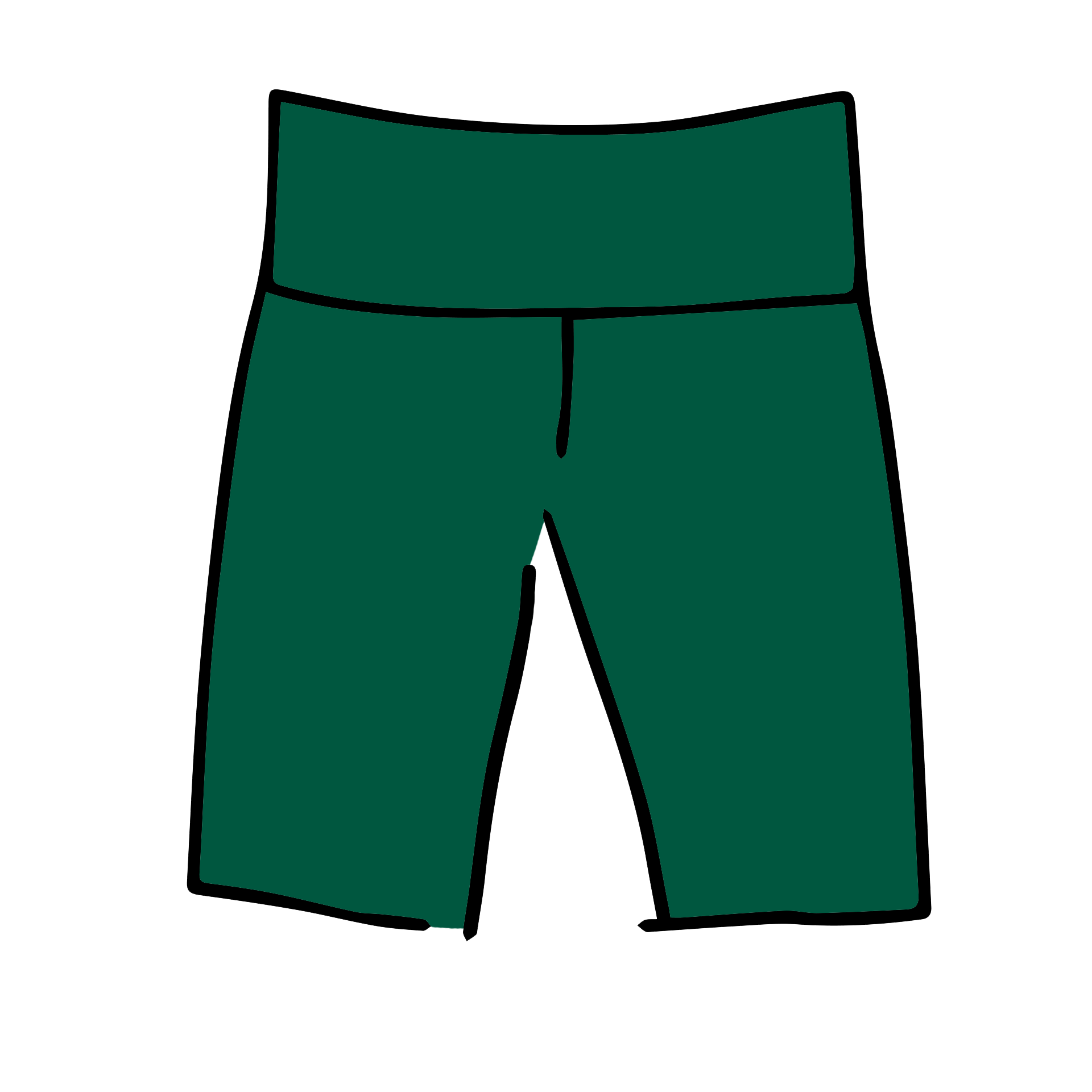 Drawing of Thunderpants Bike Shorts in Emerald Green.