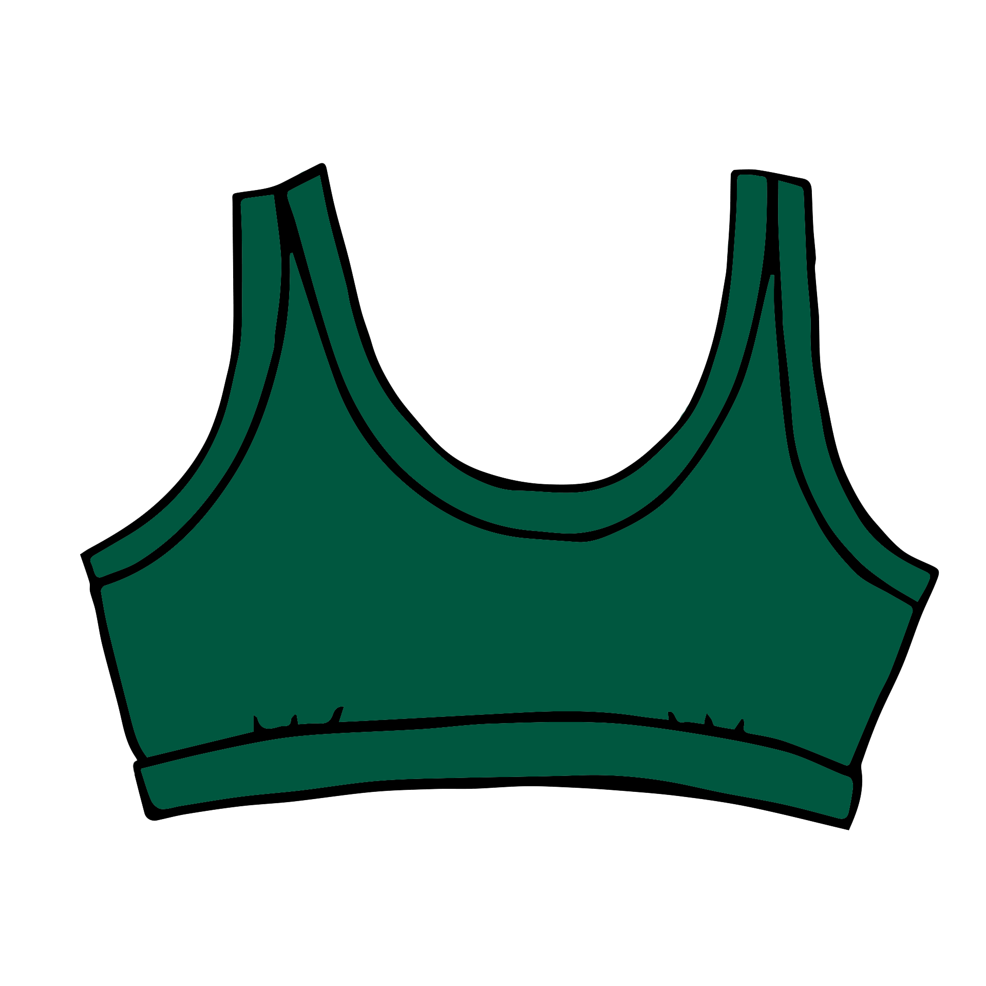 Drawing of Thunderpants Bralette in Green Emerald.