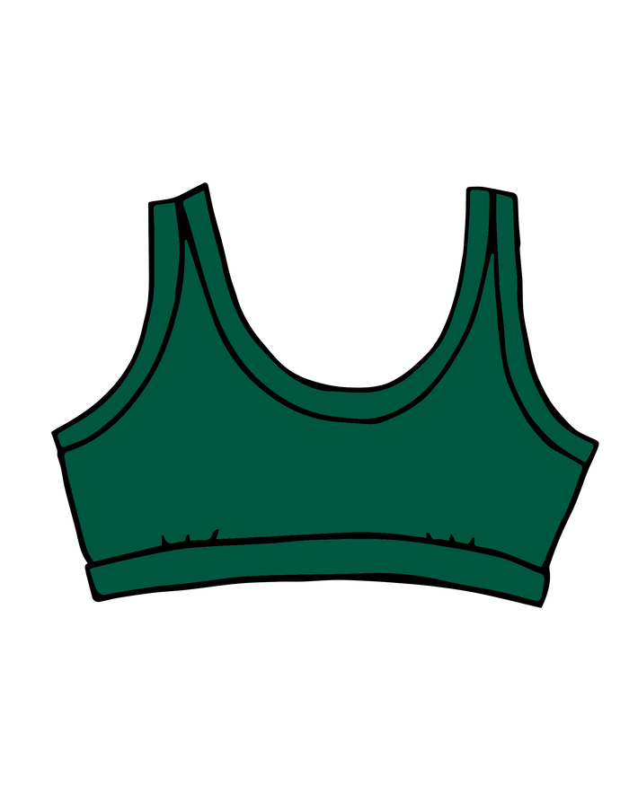 Drawing of Thunderpants Bralette in Green Emerald.