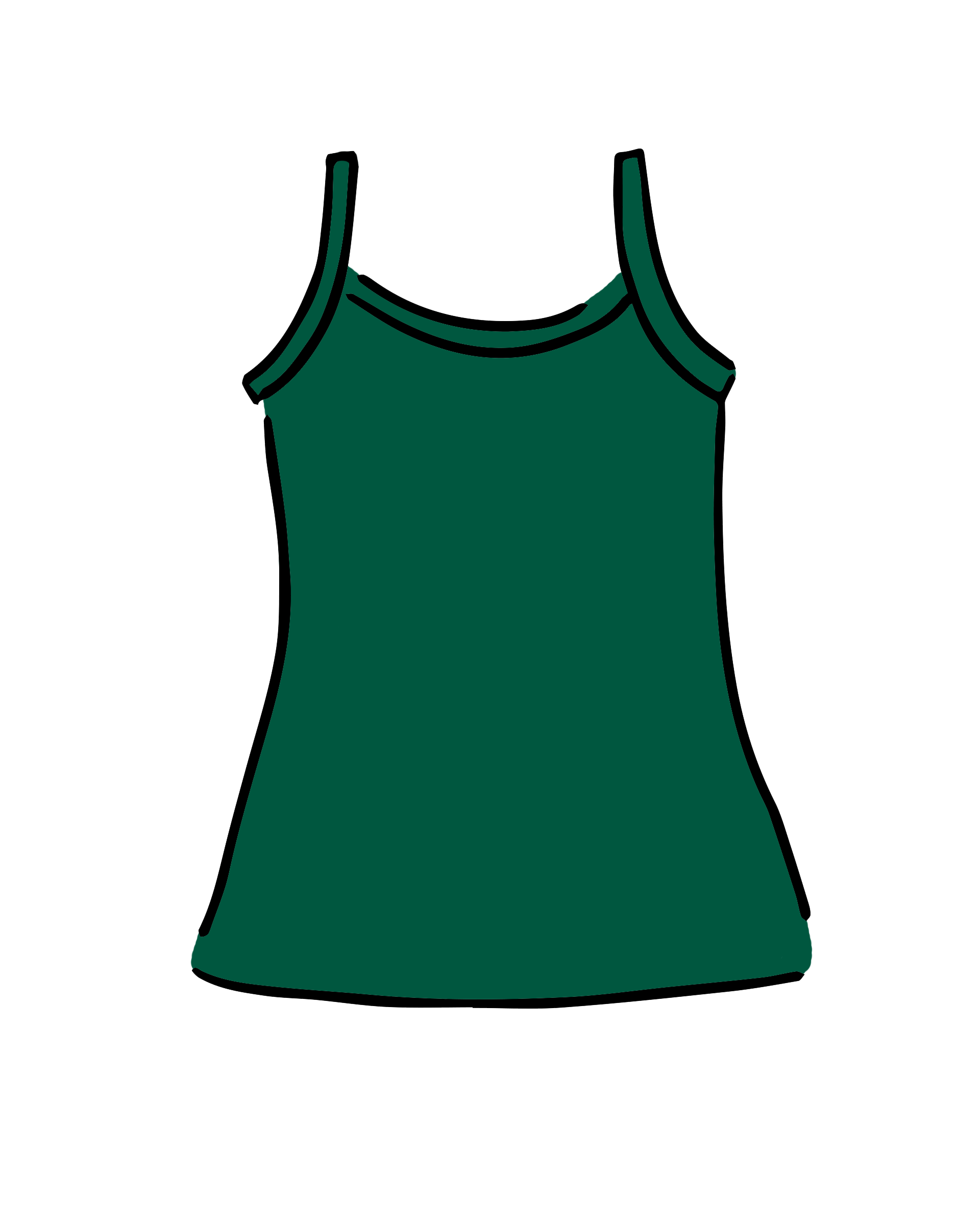 Drawing of Thunderpants Camisole in Emerald Green.