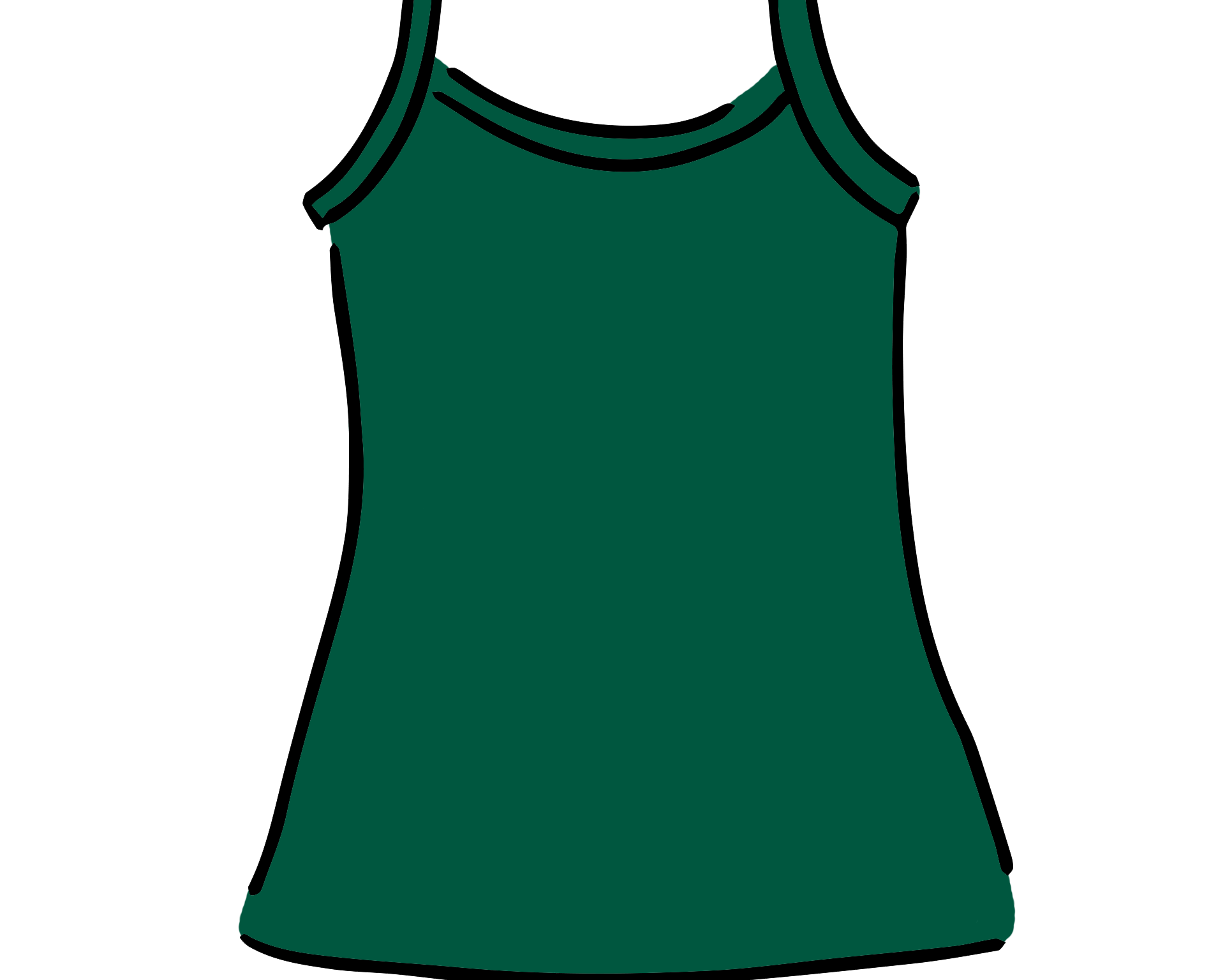 Drawing of Thunderpants Camisole in Emerald Green.