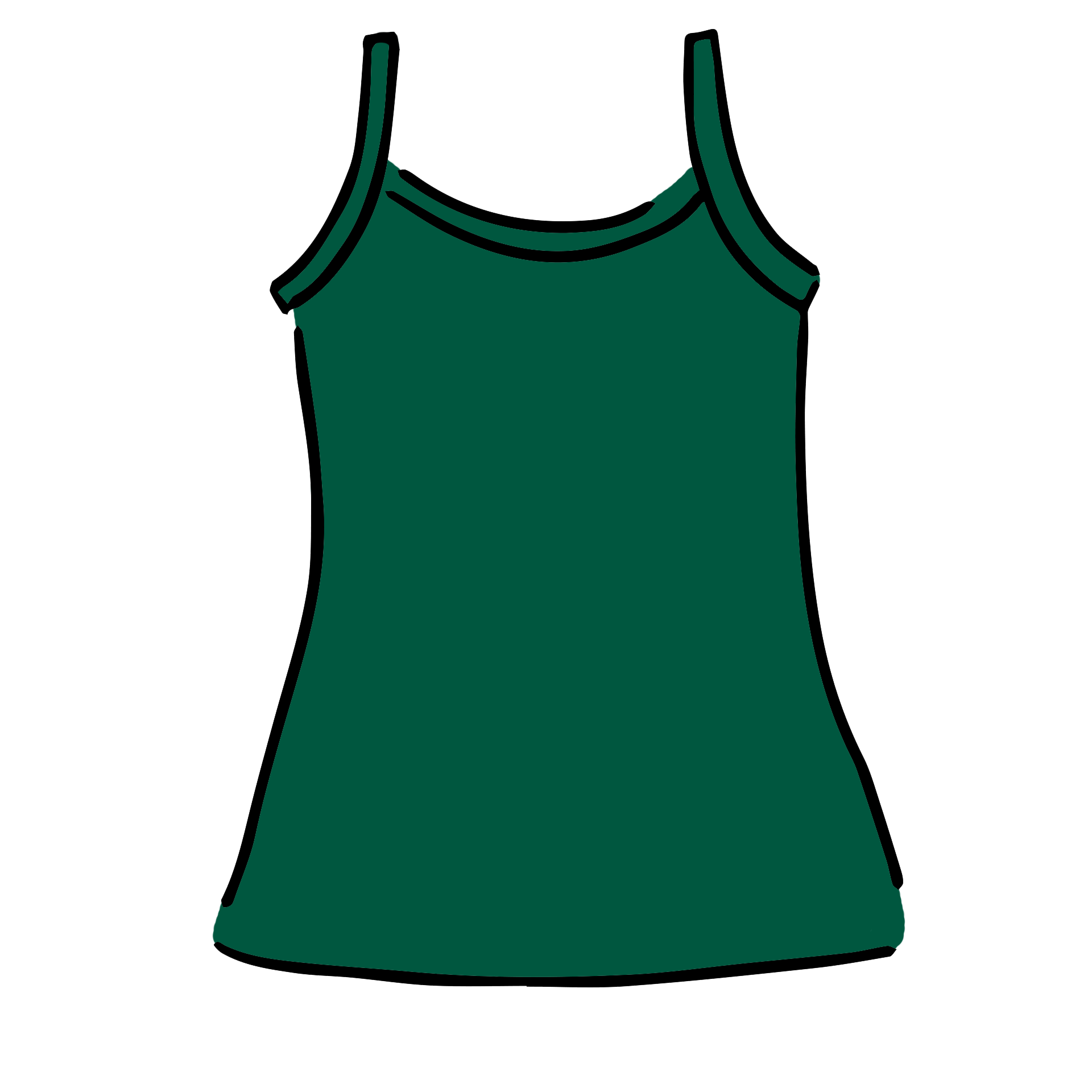 Drawing of Thunderpants Camisole in Emerald Green.