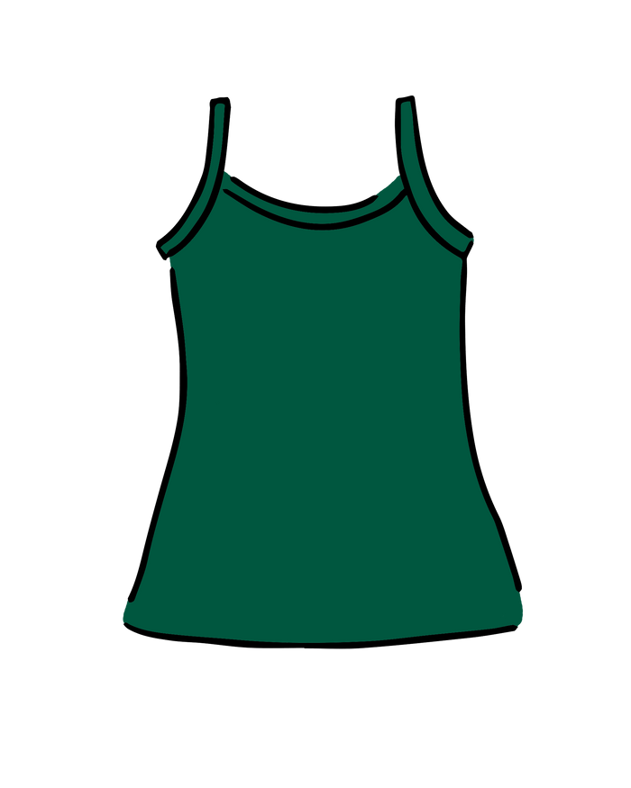 Drawing of Thunderpants Camisole in Emerald Green.