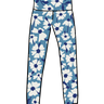 Drawing of Thunderpants Extra Long Leggings in Moody Blooms - white and blue flowers with blue background.