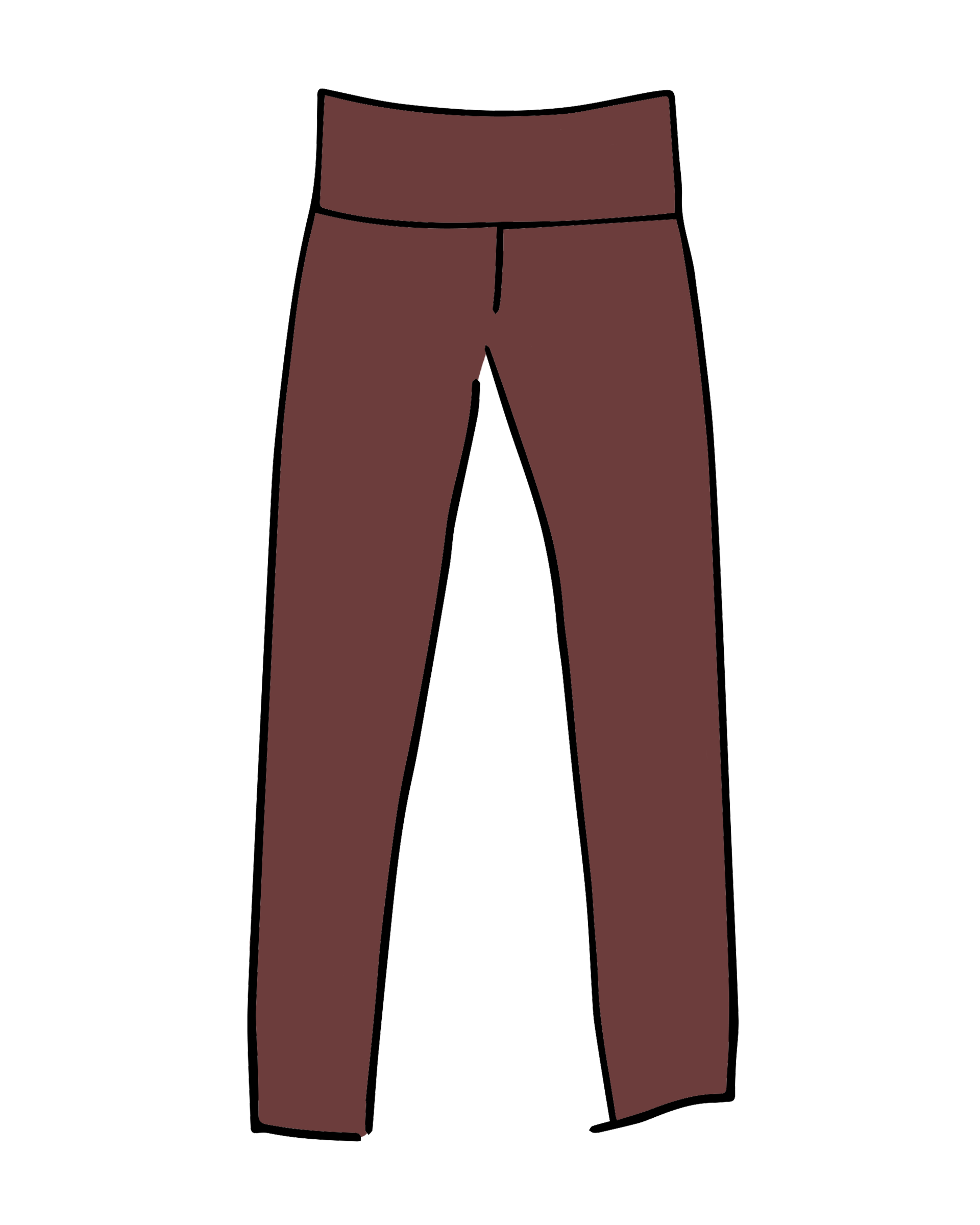 Drawing of Thunderpants Extra Long Leggings in Chestnut - dark brown color.