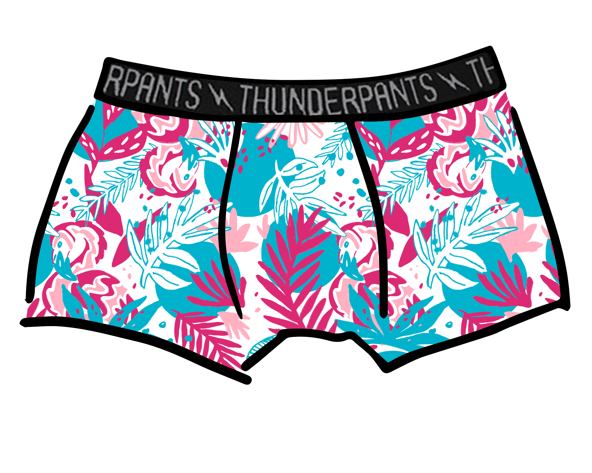 Drawing of Thunderpants Boxer Brief Style in Finding Flamingo.