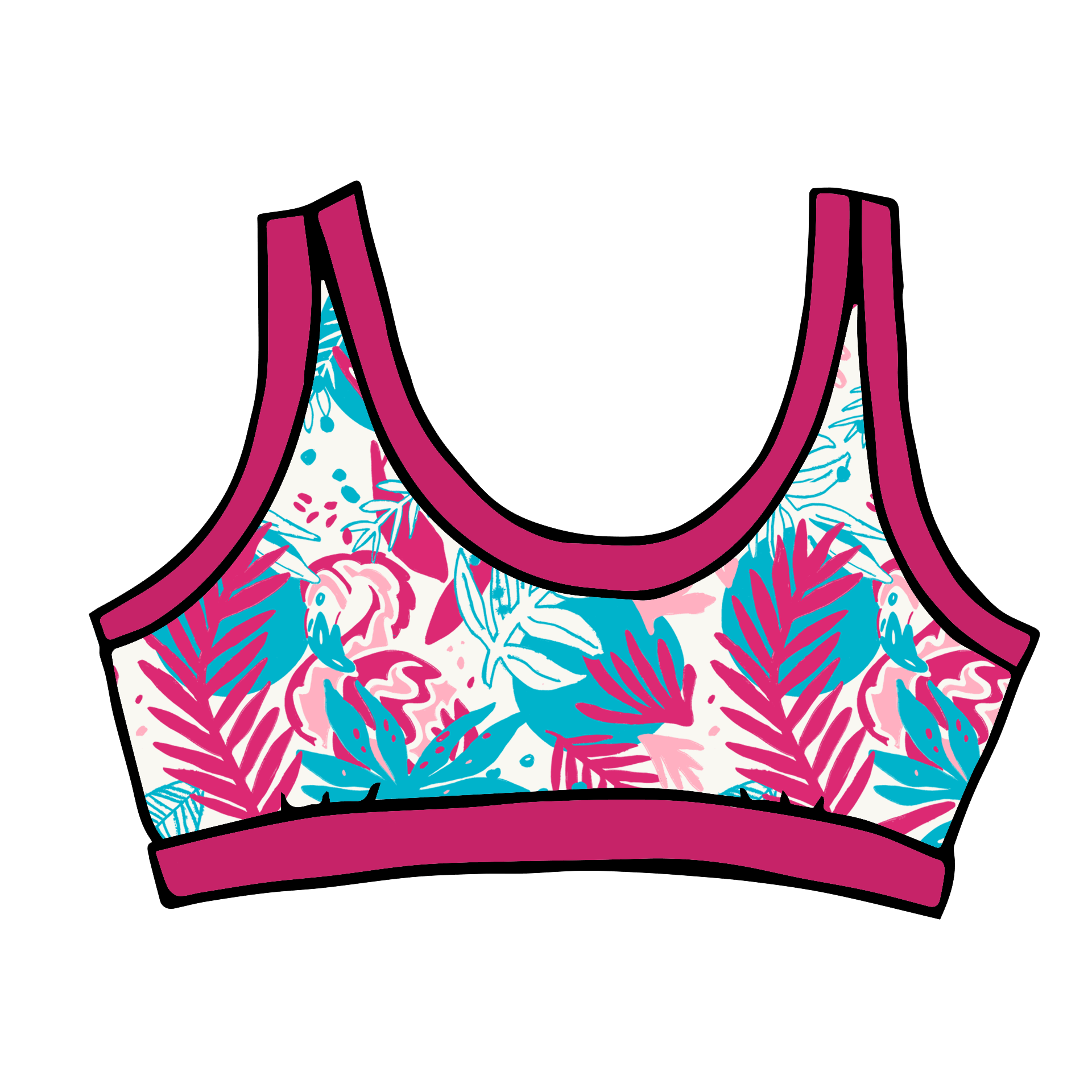 Drawing of Thunderpants Bralette in Finding Flamingo.